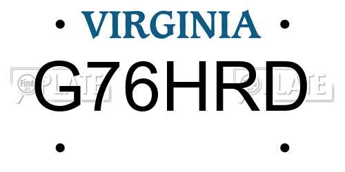 G76HRD Virginia License Plate