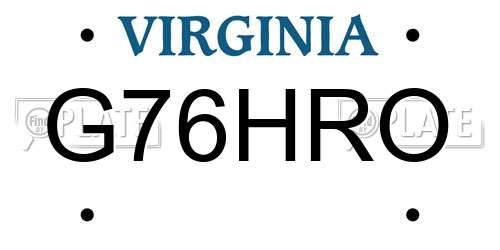 G76HRO Virginia License Plate