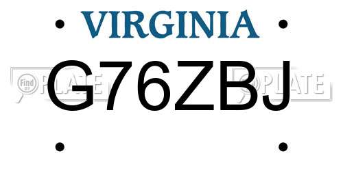 G76ZBJ Virginia License Plate