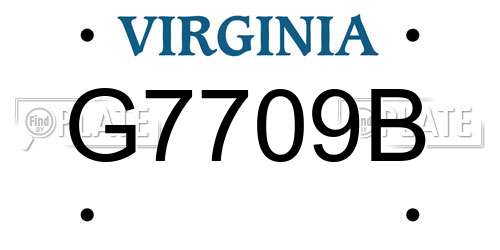 G7709B Virginia License Plate