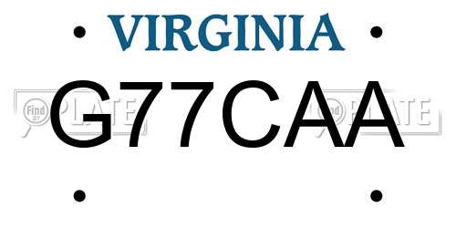 G77CAA Virginia License Plate