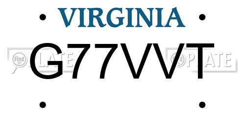 G77VVT Virginia License Plate