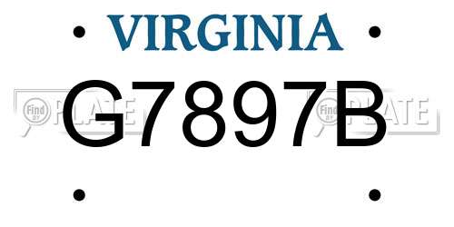 G7897B Virginia License Plate