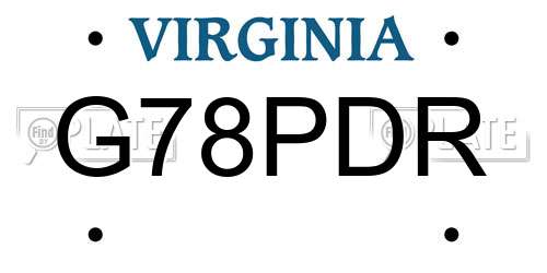 G78PDR Virginia License Plate