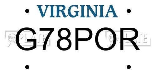 G78POR Virginia License Plate