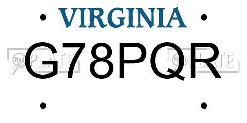 G78PQR Virginia License Plate