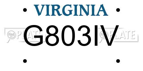 G803IV Virginia License Plate