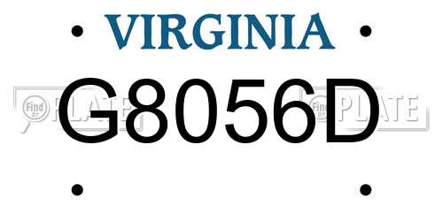 G8056D Virginia License Plate