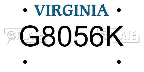 G8056K Virginia License Plate