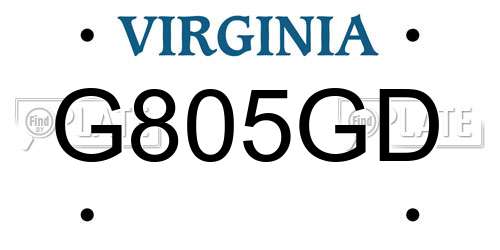 G805GD Virginia License Plate