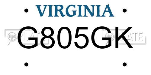 G805GK Virginia License Plate