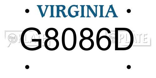 G8086D Virginia License Plate