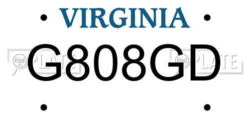 G808GD Virginia License Plate