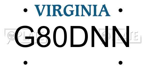 G80DNN Virginia License Plate