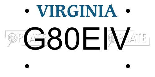 G80EIV Virginia License Plate