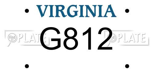 G812 Virginia License Plate