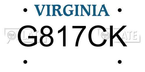 G817CK Virginia License Plate