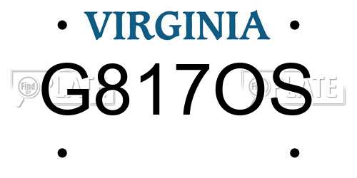 G817OS Virginia License Plate