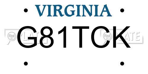 G81TCK Virginia License Plate