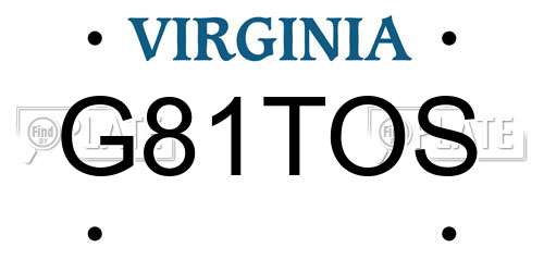G81TOS Virginia License Plate
