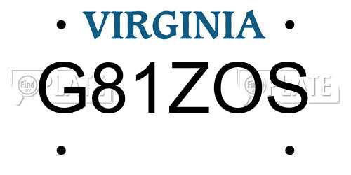 G81ZOS Virginia License Plate