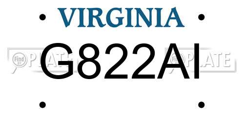 G822AI Virginia License Plate