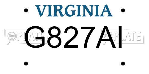 G827AI Virginia License Plate