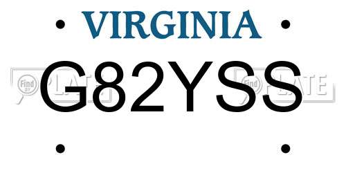 G82YSS Virginia License Plate