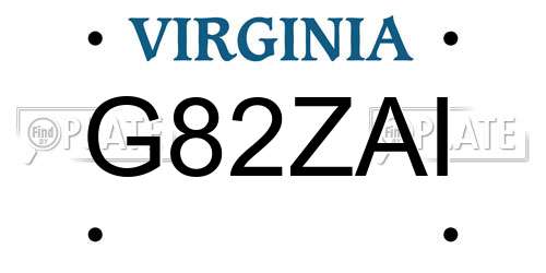 G82ZAI Virginia License Plate