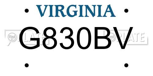 G830BV Virginia License Plate