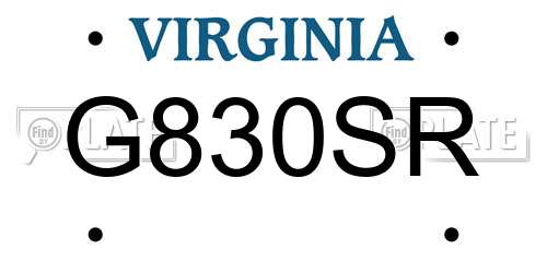 G830SR Virginia License Plate