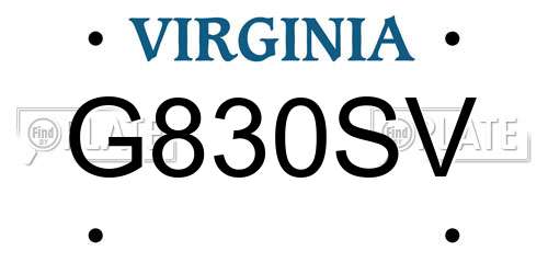 G830SV Virginia License Plate