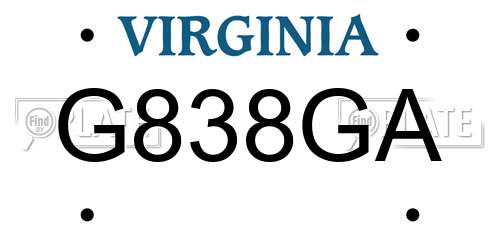 G838GA Virginia License Plate