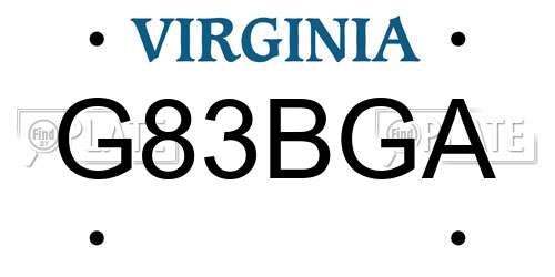 G83BGA Virginia License Plate