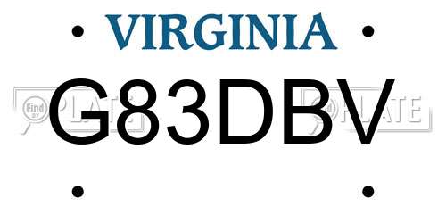 G83DBV Virginia License Plate