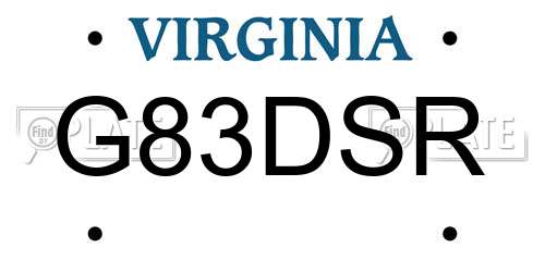 G83DSR Virginia License Plate