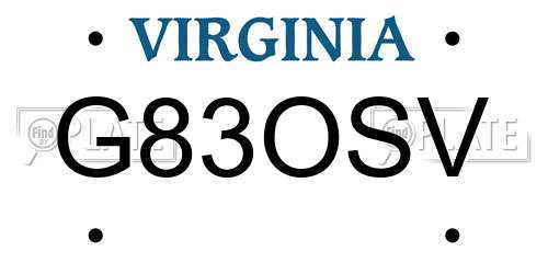 G83OSV Virginia License Plate