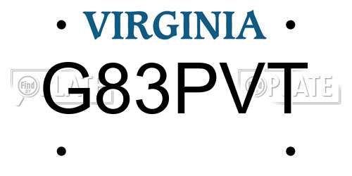 G83PVT Virginia License Plate