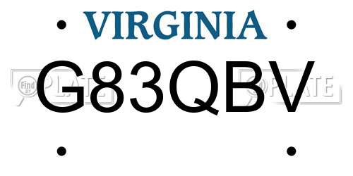 G83QBV Virginia License Plate
