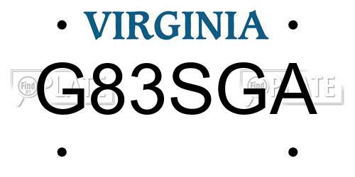 G83SGA Virginia License Plate
