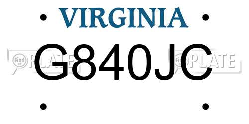 G840JC Virginia License Plate