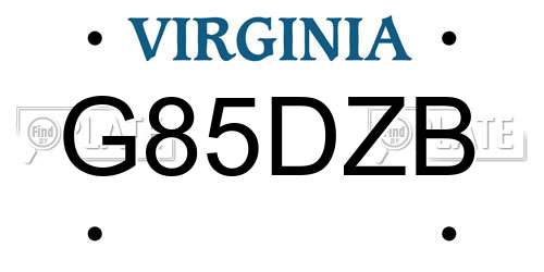G85DZB Virginia License Plate