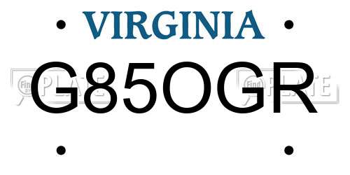 G85OGR Virginia License Plate