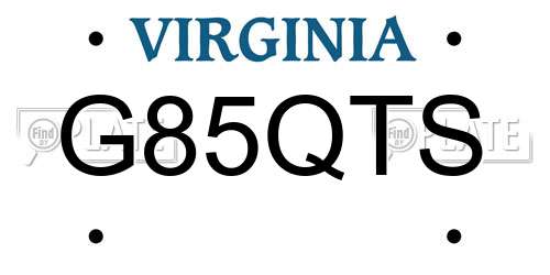 G85QTS Virginia License Plate