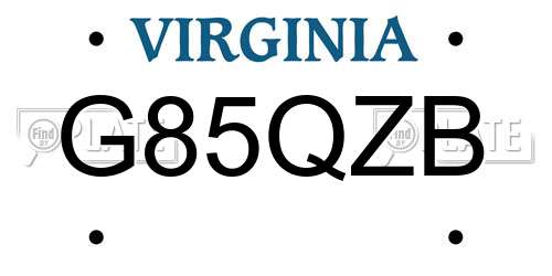 G85QZB Virginia License Plate