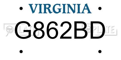 G862BD Virginia License Plate