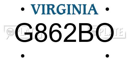 G862BO Virginia License Plate