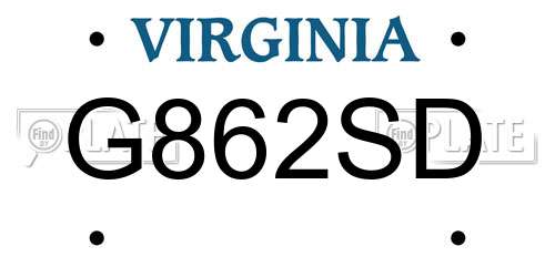 G862SD Virginia License Plate