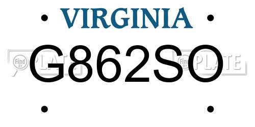 G862SO Virginia License Plate