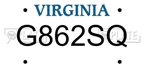 G862SQ Virginia License Plate